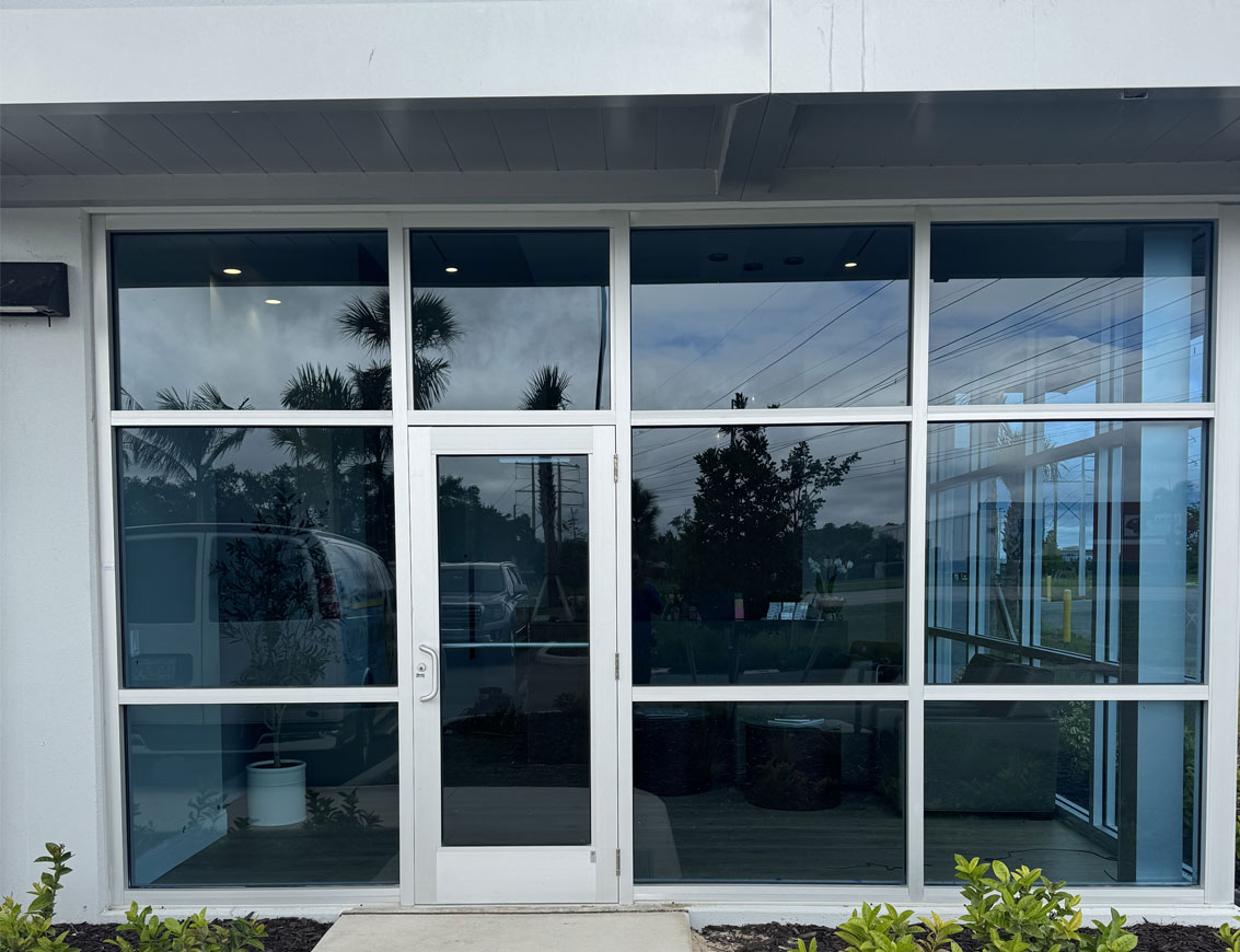 Before: Commercial Heat Control and Privacy Window - Professional Suntamers Window Tint Installation